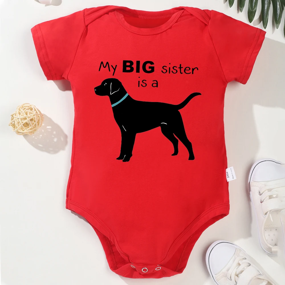 My Big Sister is a Dog Funny Baby Boy and Girl Clothes Creative New Summer Cotton Toddler Bodysuits O-neck Short Sleeve Rompers