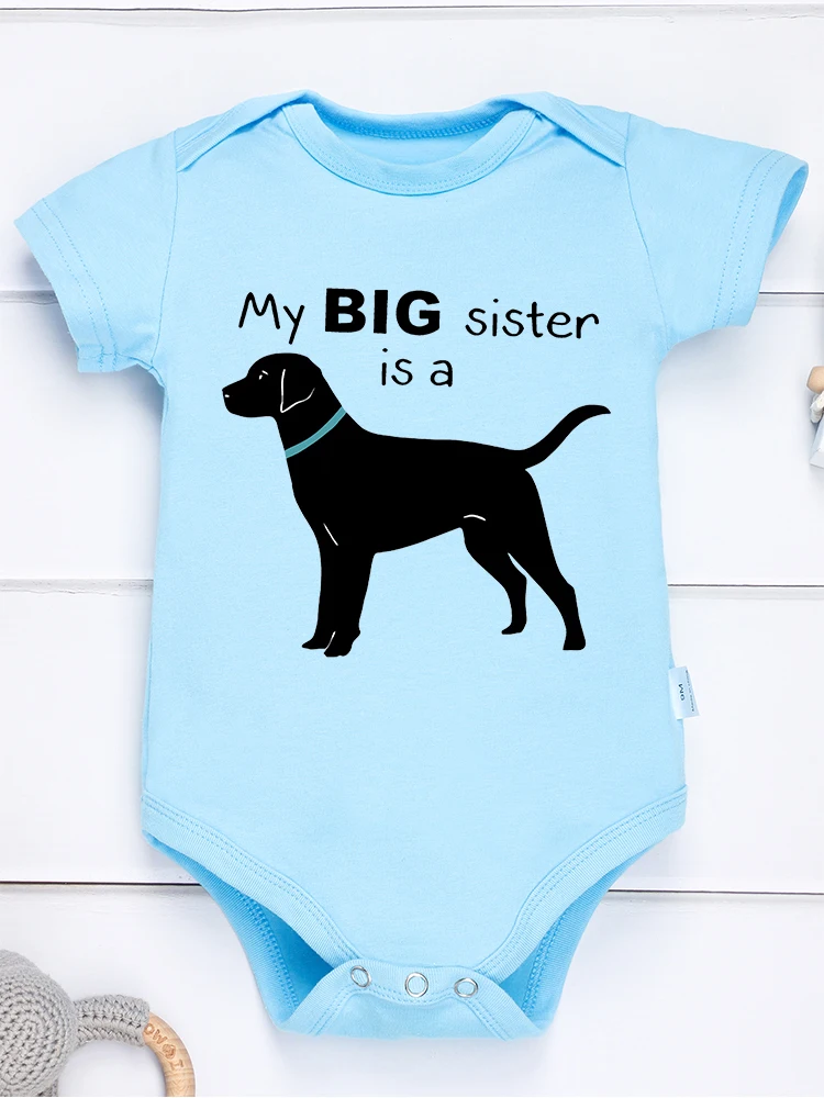 My Big Sister is a Dog Funny Baby Boy and Girl Clothes Creative New Summer Cotton Toddler Bodysuits O-neck Short Sleeve Rompers