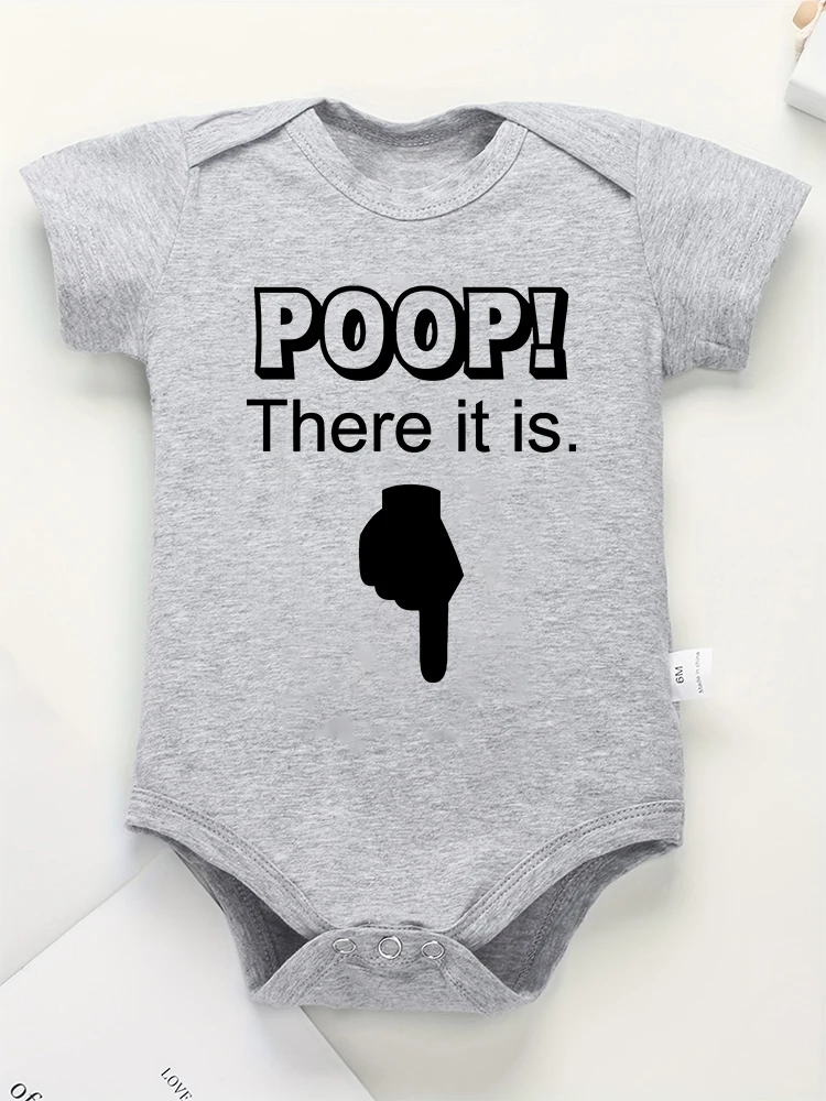 Poop There It is Funny Newborn Onesies Creative New Cute Baby Girl Boy Clothes European Trend Infant Romper Pure Cotton White