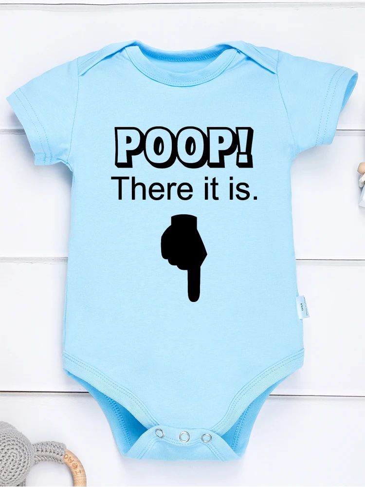 Poop There It is Funny Newborn Onesies Creative New Cute Baby Girl Boy Clothes European Trend Infant Romper Pure Cotton White