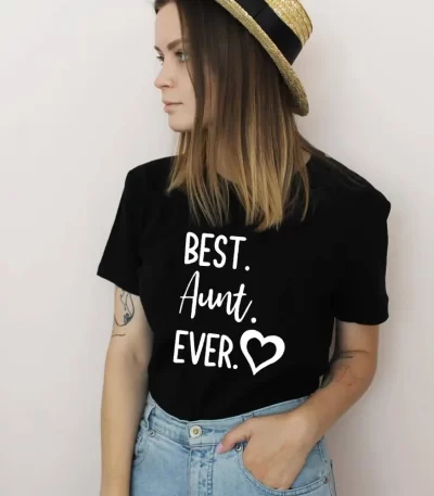 1pcs Matching Best Aunt Ever I Love Aunt Shirts Letter Print Aunt/Niece/Nephew Shirts Family Matching Clothes Outfits Look
