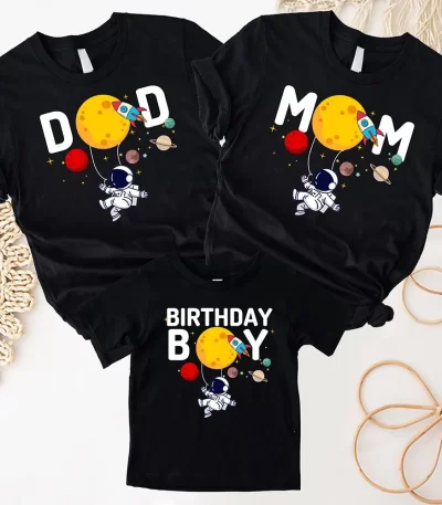 Astronaut Birthday T-shirts Family Astronaut Clothing Rocket Tshirts Short Sleeve Birthday Space Boys T-shirts Clothing
