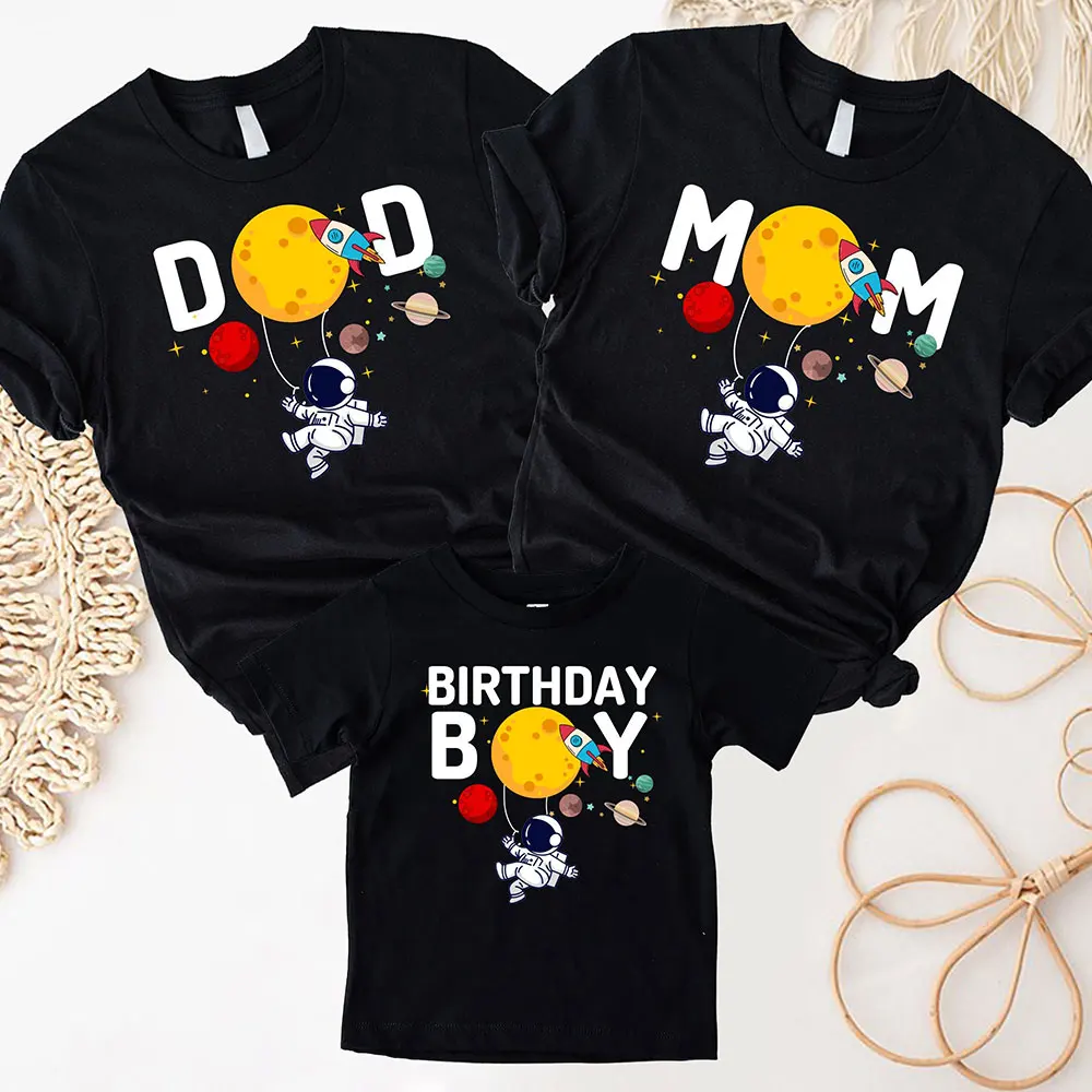 Astronaut Birthday T-shirts Family Astronaut Clothing Rocket Tshirts Short Sleeve Birthday Space Boys T-shirts Clothing