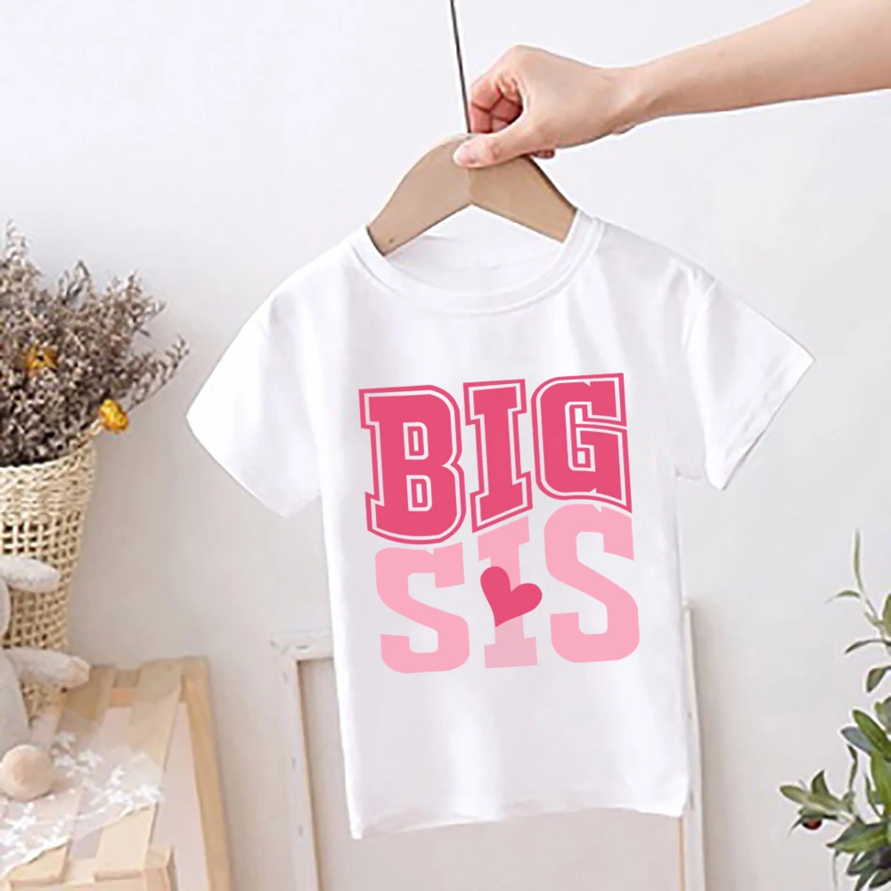 Big Sister Little Sister Printed Family Matching Shirt Child Sibling Outfit Tops Kids Short Sleeve T-shirt Baby Bodysuits Romper