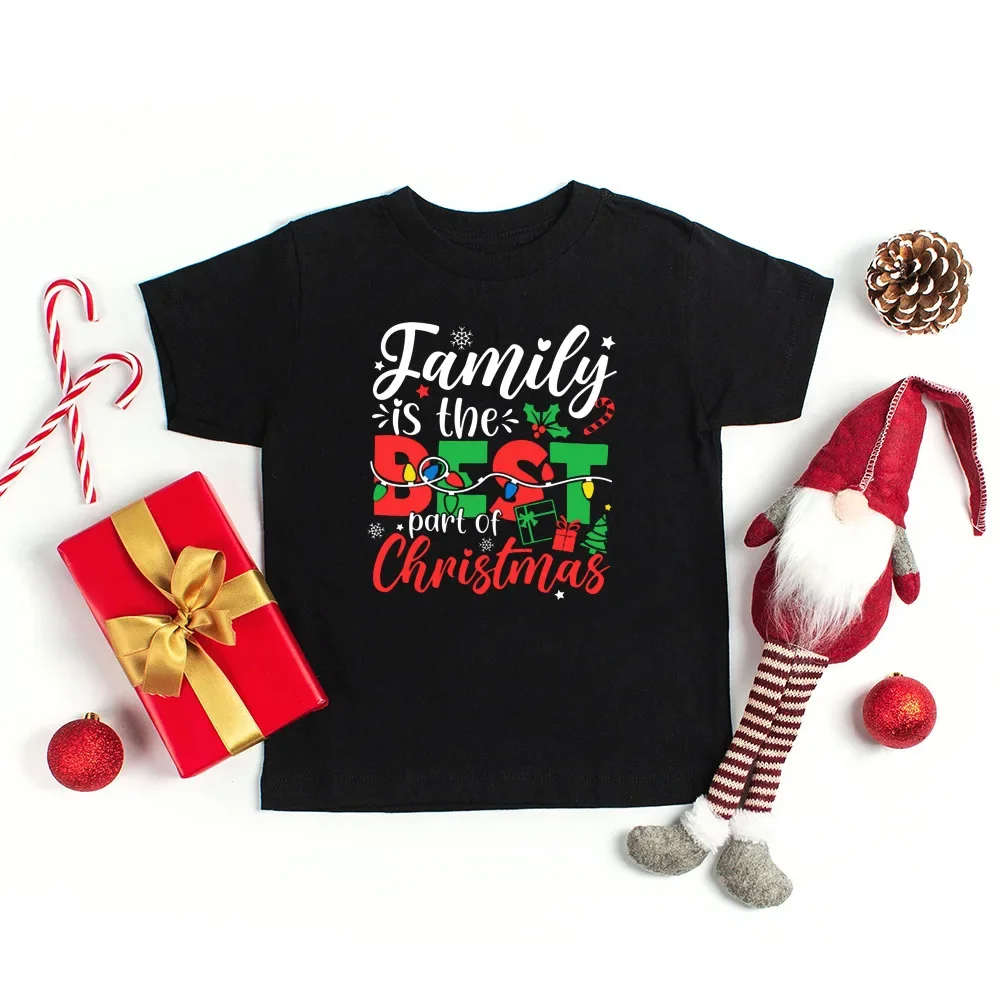 Family Is The Best Part of Christmas Print Family Shirt Xmas Family Matching Outfits Dad Mom Kids Shirt Baby Romper Xmas Clothes