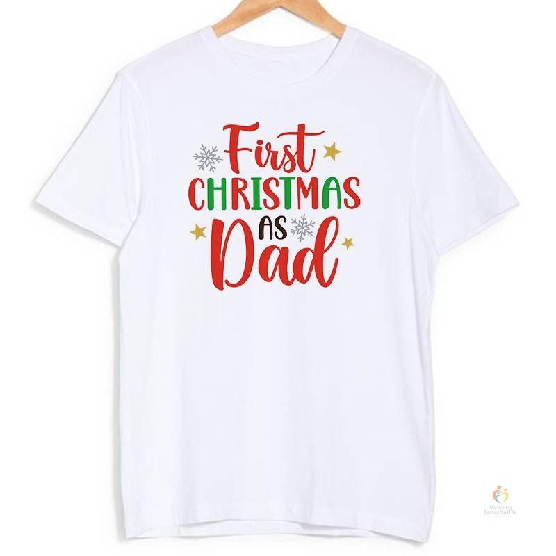 My First Christmas As Dad/mom Family Matching Clothes T-shirt Father Mother and Baby Look Outfits Tops Baby’s Jumpsuits T Shirts