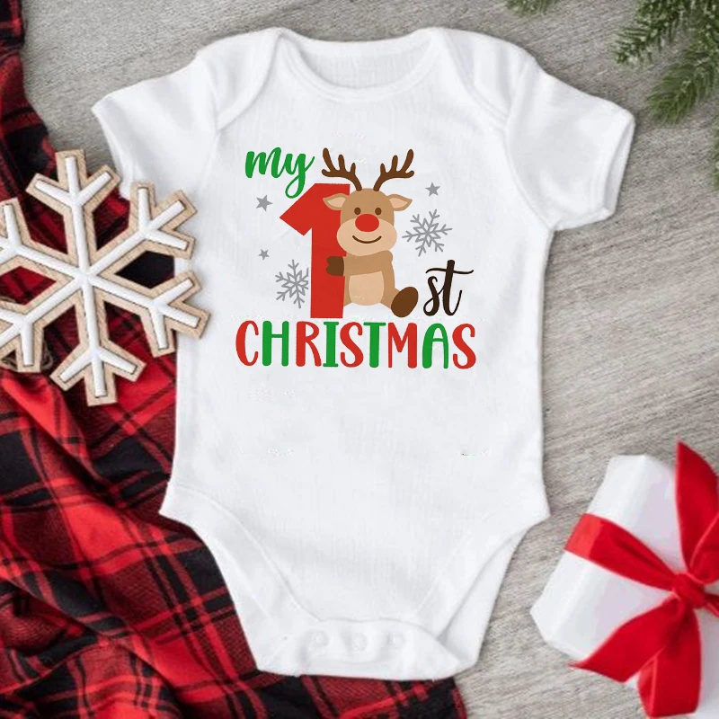 My First Christmas As Dad/mom Family Matching Clothes T-shirt Father Mother and Baby Look Outfits Tops Baby’s Jumpsuits T Shirts