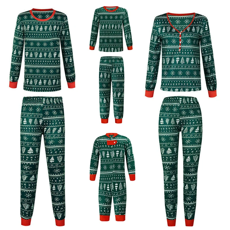 2024 Christmas Family Matching Pajamas Set Mother Father Kids Clothes Family Look Outfit Baby Girl Rompers Sleepwear Pyjamas