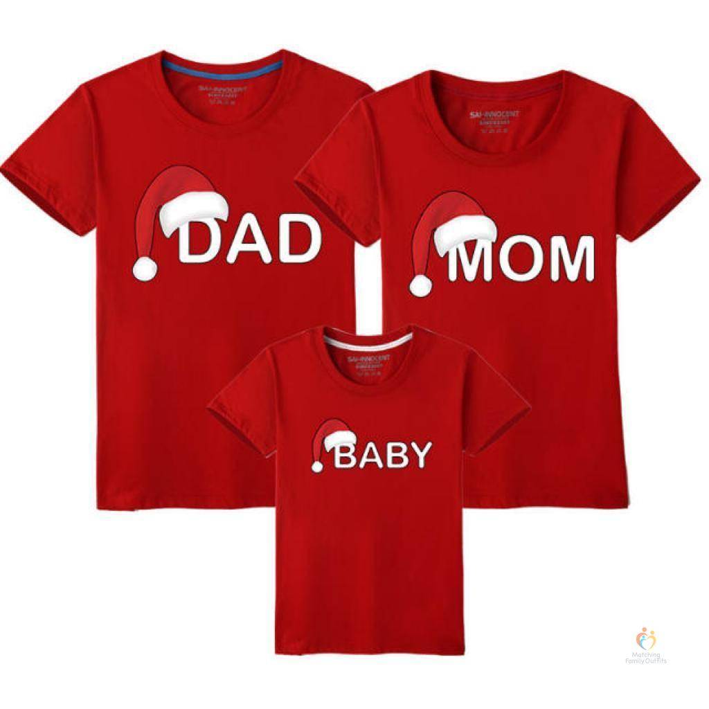 Dad,Mom,Baby Matching Family Christmas T-shirts