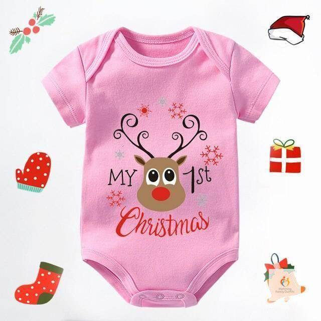 My First Christmas Romper (Pink)