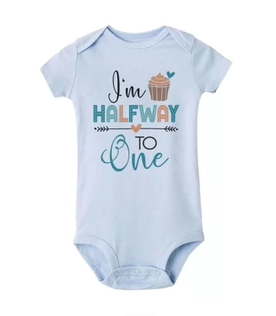 I’m Halfway To One Newborn Bodysuit Baby Birthday Party Outfit Infant Body Toddler Summer Short Sleeve Jumpsuit Infant Clothes