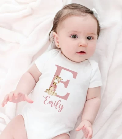 Personalized Baby Bodysuit Initial with Name Newborn Wild One Romper Deer Printed Clothes Baby Girls Clothes Infant Shower Gift