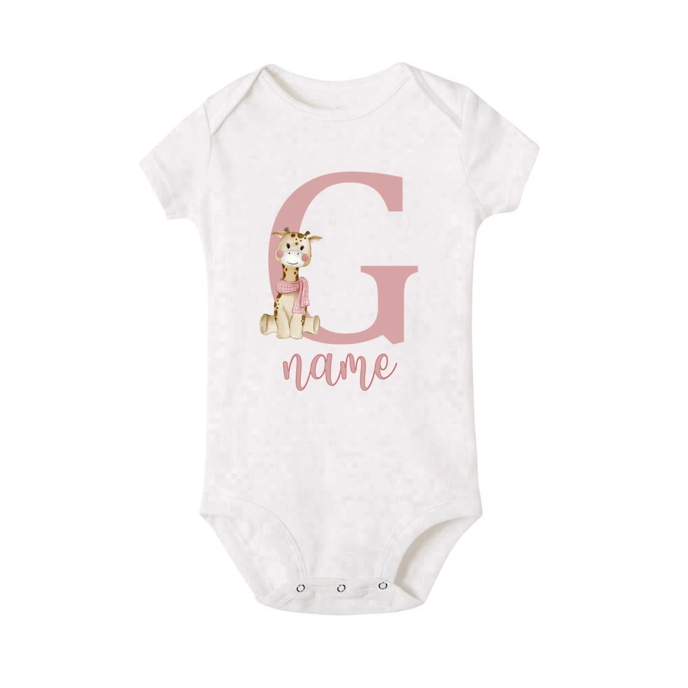 Personalized Baby Bodysuit Initial with Name Newborn Wild One Romper Deer Printed Clothes Baby Girls Clothes Infant Shower Gift