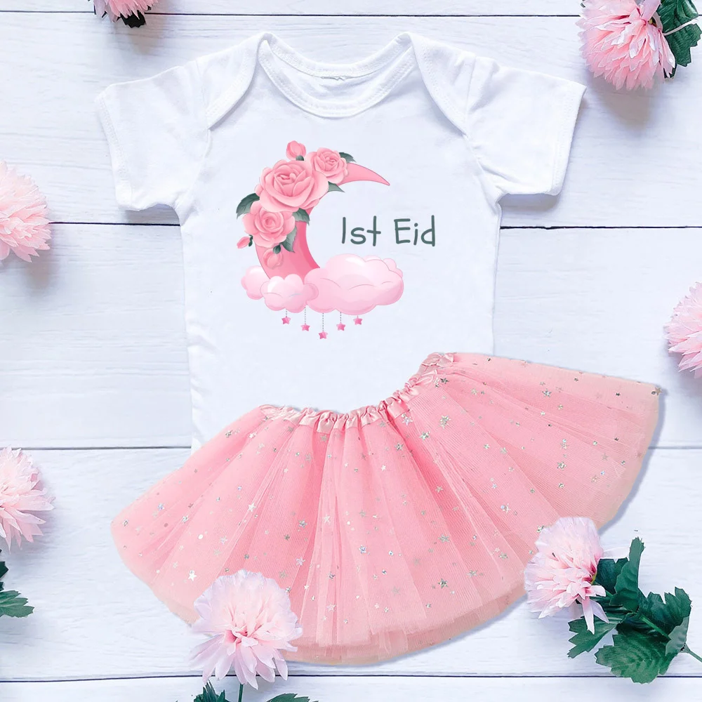 Casual Baby Girl Cake Skirts Outfits My First Ramadan Infant Tutu Dress Babys Romper+Tutu Skirts Set Ramadan Newborn Clothes