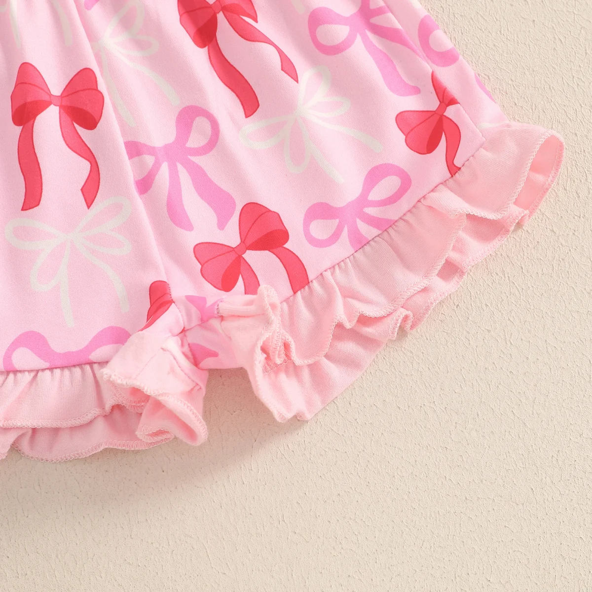 MISOWMNJOY Summer Family Matching Baby Sister Outfit Princess Bow Fly Sleeve Tops Ruffle Shorts 2 Piece Toddler Clothes Set