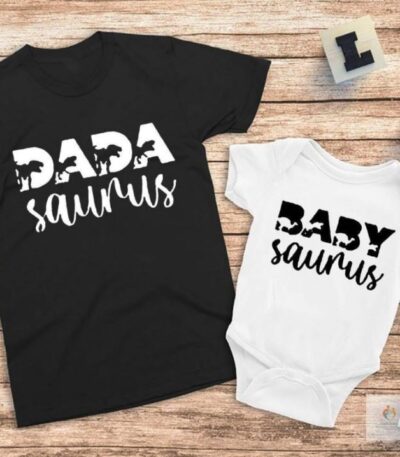 Dinosaur Matching Family T Shirts Daddy and Baby Saurus Shirts Family Matching Outfits Dad and Kids Tees Baby Bodysuit C 16