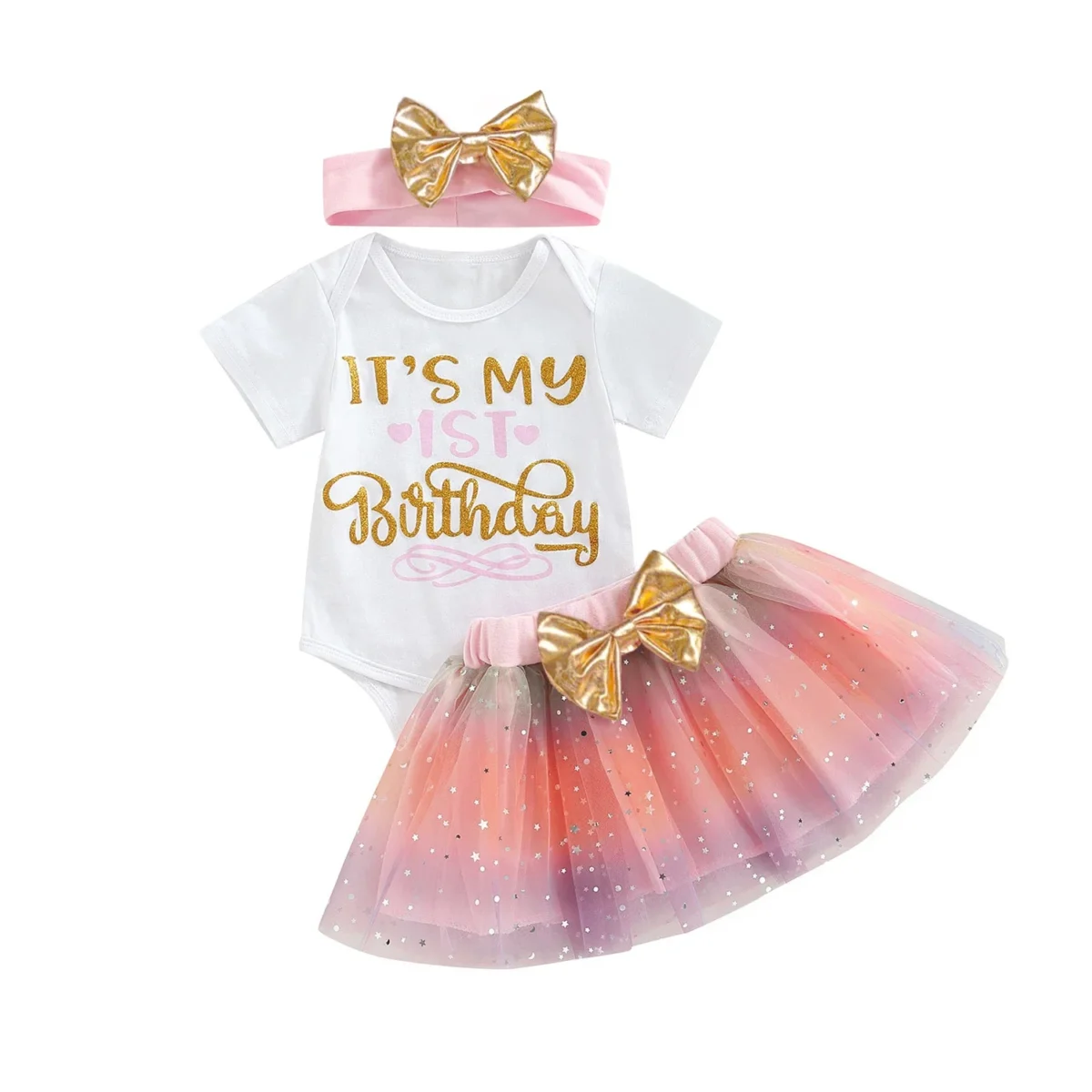 Baby Girl First Birthday Outfit (Hairband and skirt included) - Image 5