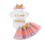 Baby Girl First Birthday Outfit (Hairband and skirt included) - Image 5