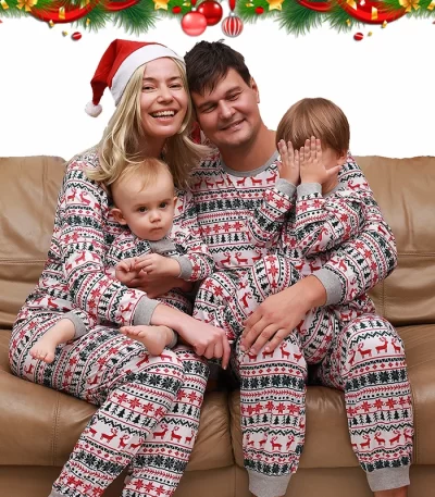 2026 Christmas Family Pajamas Matching Dad Mom And Daughter Xmas Clothes Set Adult Kids Sleepwear For Father Mother Son Outfit 1