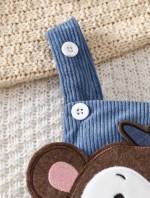 Monkey Patch Baby Dungaree with Matching Cap – Corduroy Baby Outfit - Image 4