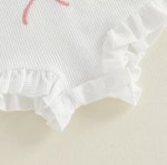 Little Bean Frill Romper – Waffle Knit Baby Girl Bodysuit - Image 2