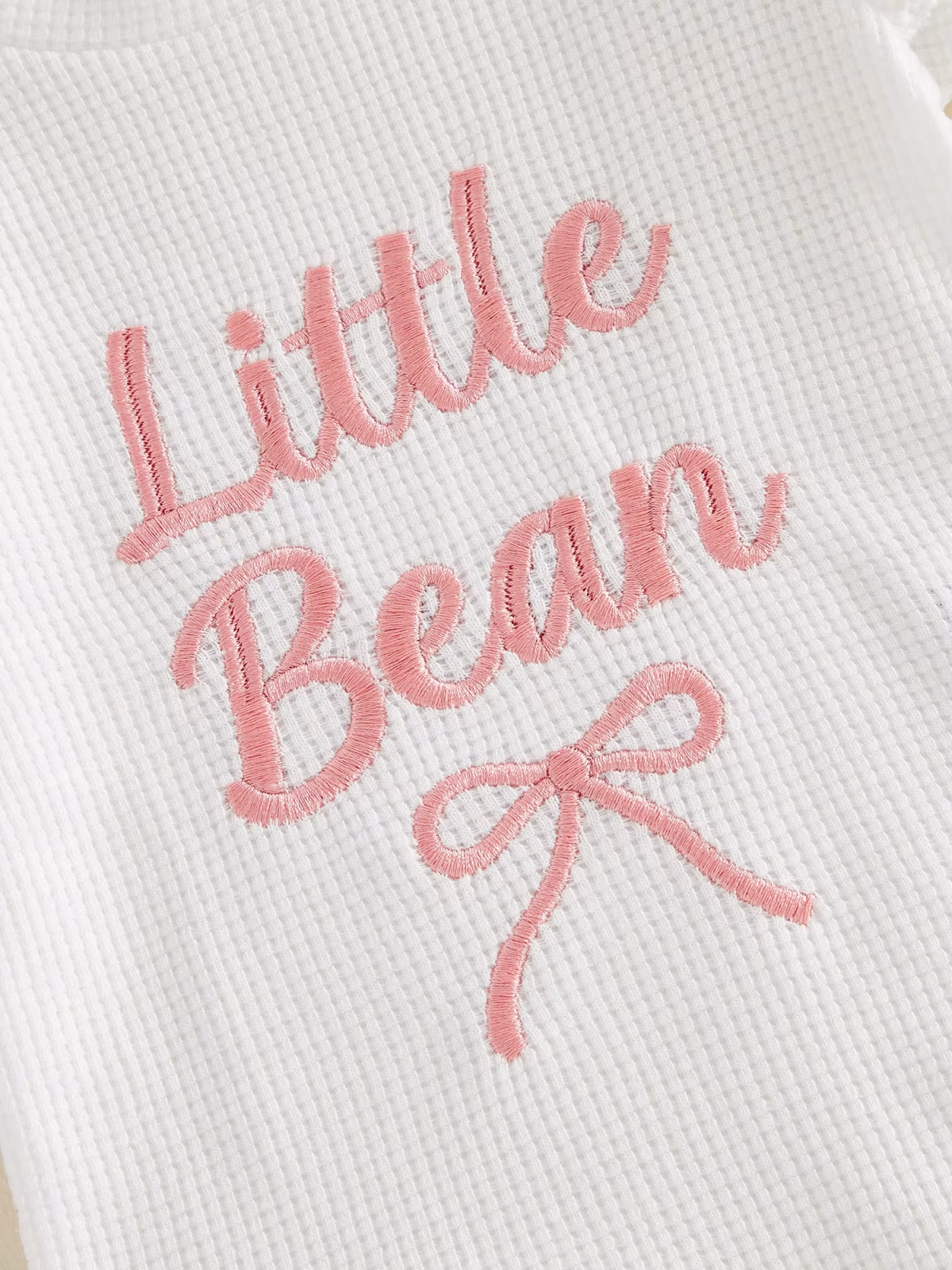 Little Bean Frill Romper – Waffle Knit Baby Girl Bodysuit - Image 4